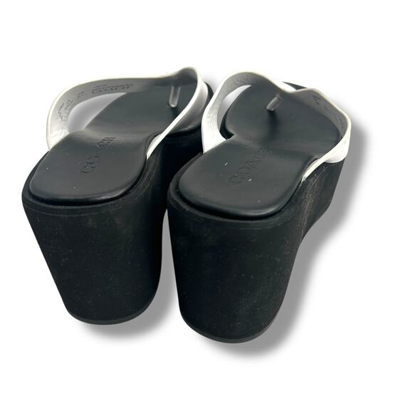 Coach black & white Platform Flip Flops Size 5 Sculpted C Chunky Y2K Sandals - Picture 4 of 12